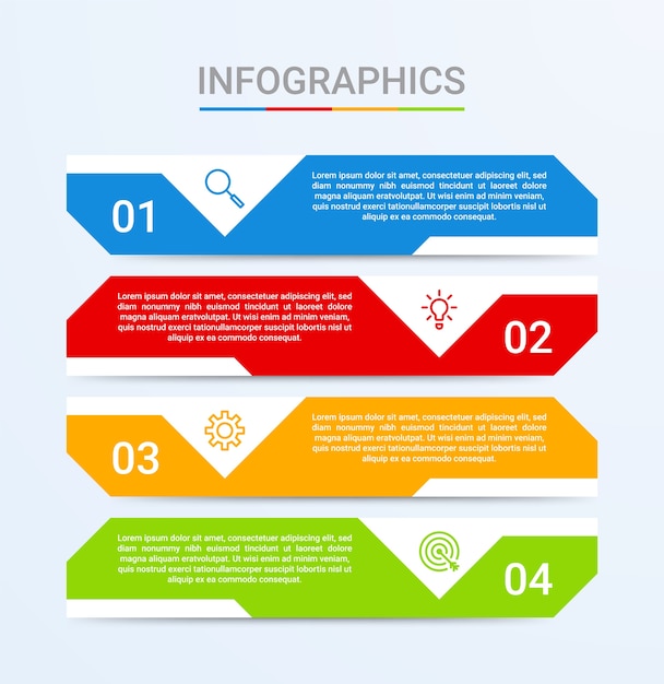 Visualizzazione dei dati aziendali, modello di infografica con passaggi