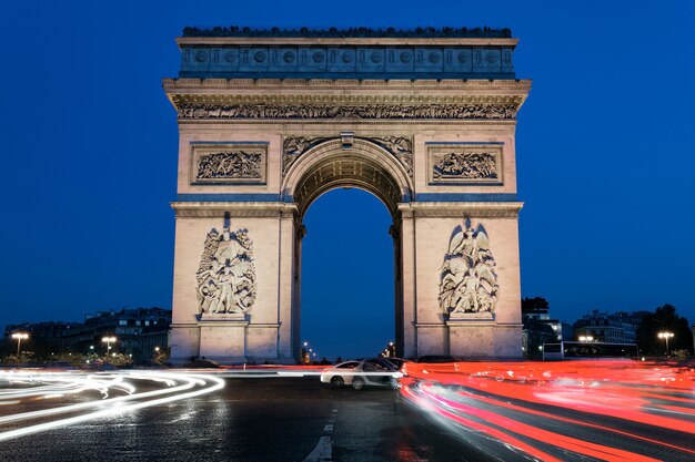 Arc de Triomphe 's nachts, Parijs Frankrijk