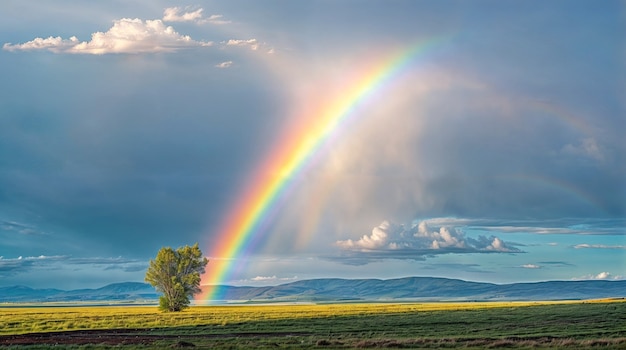 Gratis Foto fotorealistische regenboog met landelijk natuurlandschap