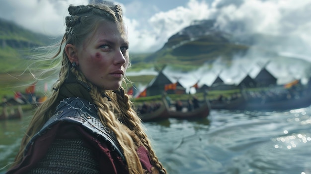 Gratis Foto portret van een scandinavische vrouwelijke viking