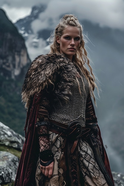 Gratis Foto portret van een scandinavische vrouwelijke viking