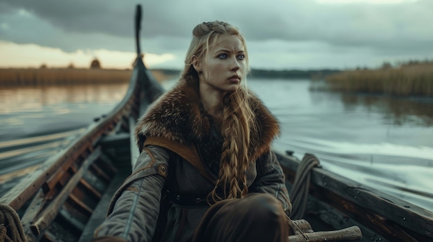 Gratis Foto portret van een vrouwelijke scandinavische viking