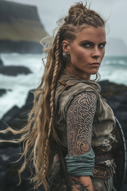 Gratis Foto portret van een vrouwelijke scandinavische viking