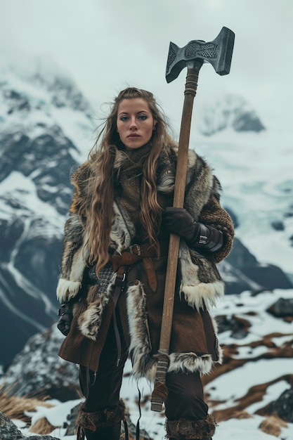 Gratis Foto portret van een vrouwelijke scandinavische viking