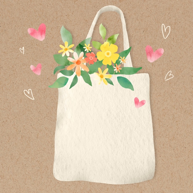 Gratis Foto stoffen tas met bloemen ontwerpelement