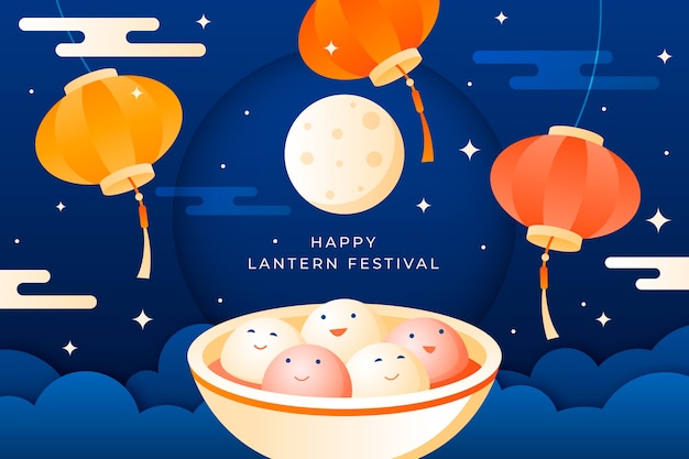 Gratis Vector achtergrond van het lantaarnfestival met kleurovergang