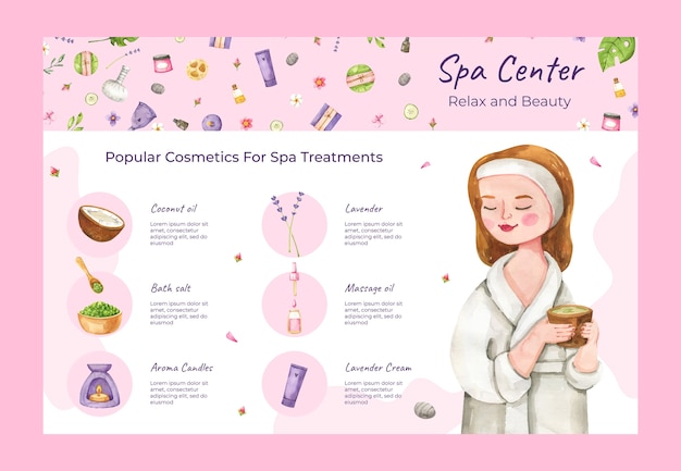 Gratis Vector aquarel spa-behandeling infographic