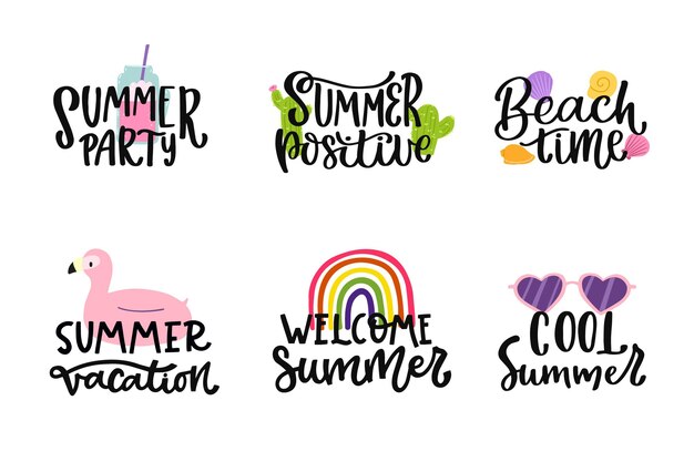 Belettering zomer badges pack