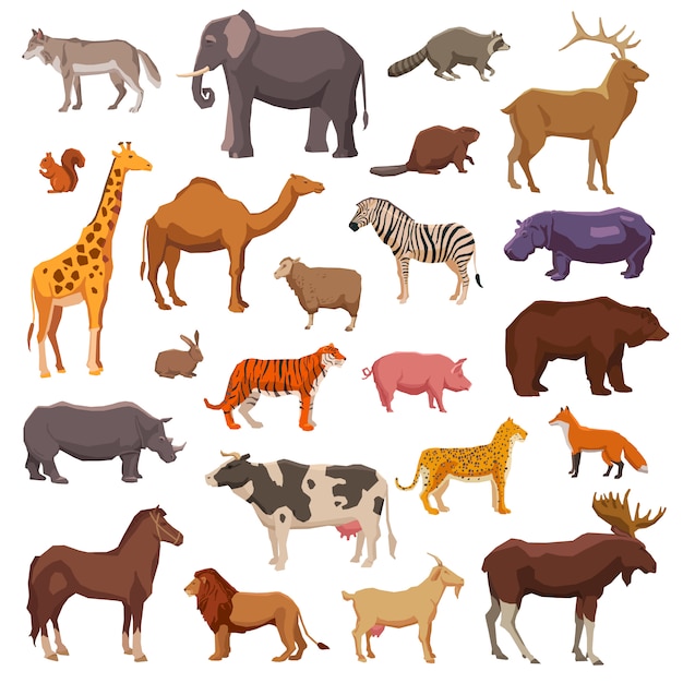 Gratis Vector big animals set