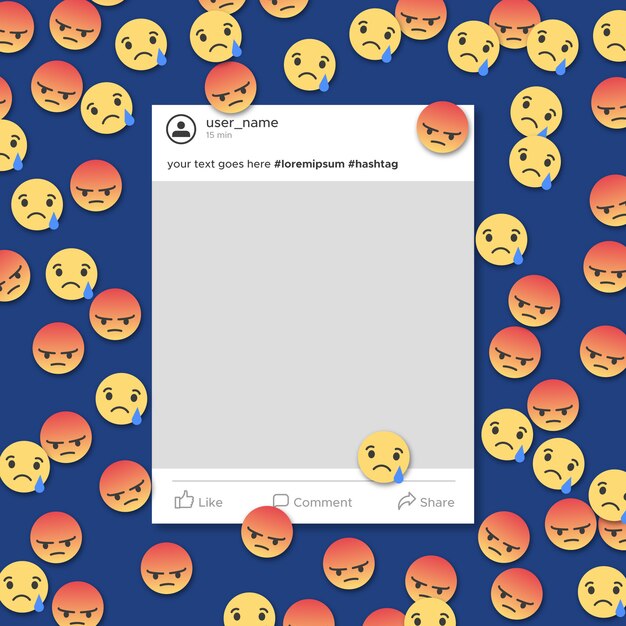 Boze en trieste social media-kadersjabloonmelding