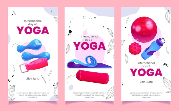 Gratis Vector cartoon internationale dag van yoga banners set