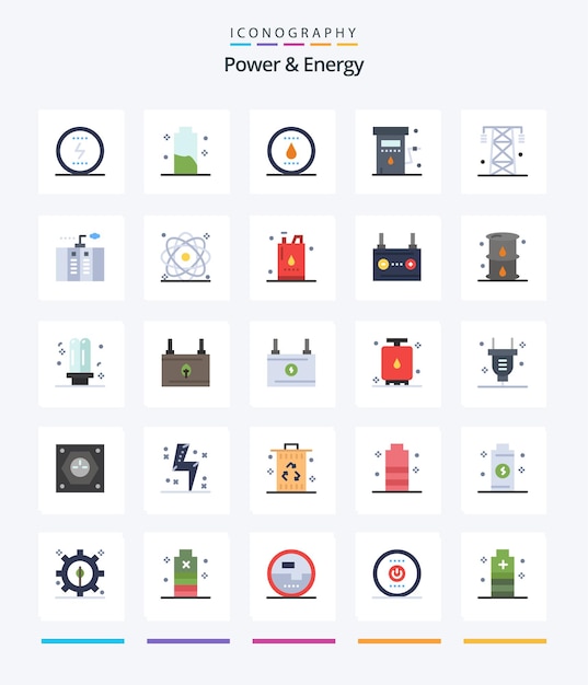 Gratis Vector creatieve kracht en energie 25 flat icon pack zoals stroom gas energie energie kracht