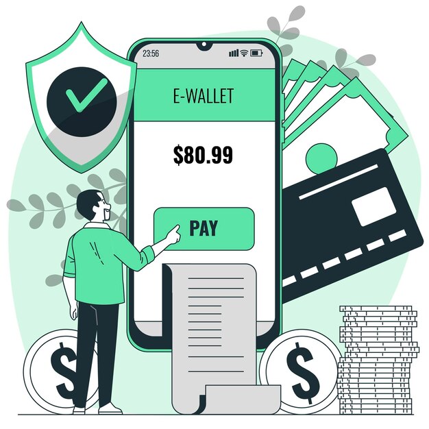 E-wallet concept illustratie