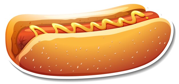 Een hotdogsticker op witte achtergrond