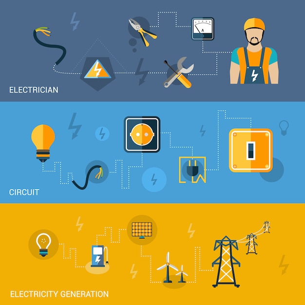 Gratis Vector elektriciteitsbanners instellen