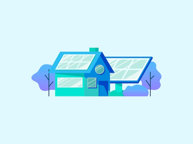 Gratis Vector energiebesparend concept met zonnepanelen