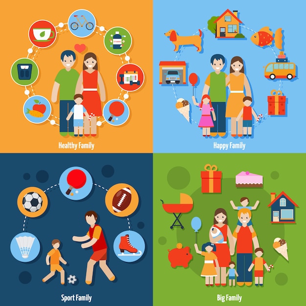 Gratis Vector familie icons set