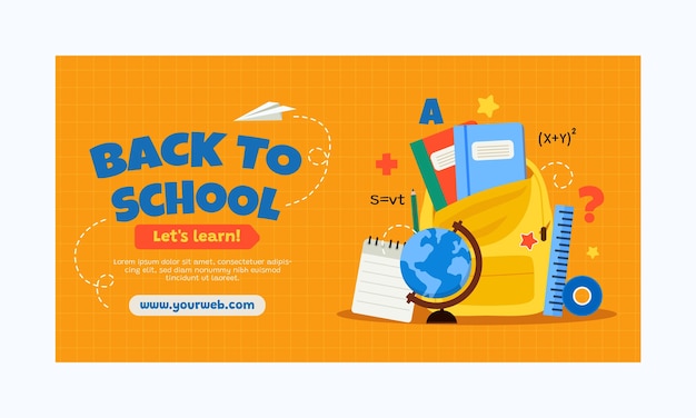 Flat back to school social media promo sjabloon