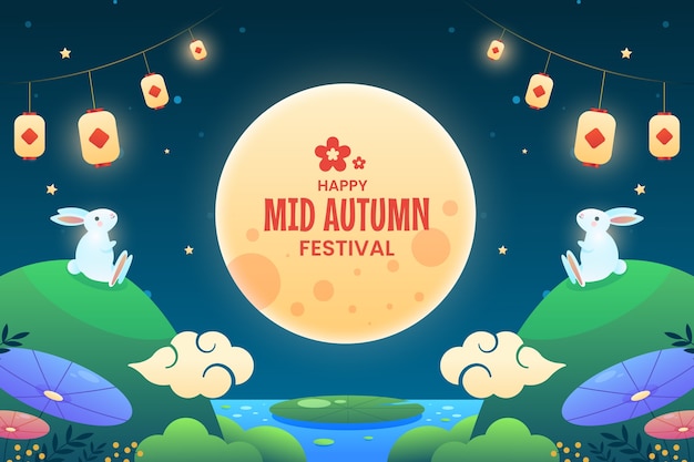 Gratis Vector gradiënt achtergrond voor de chinese mid-autumn festival viering