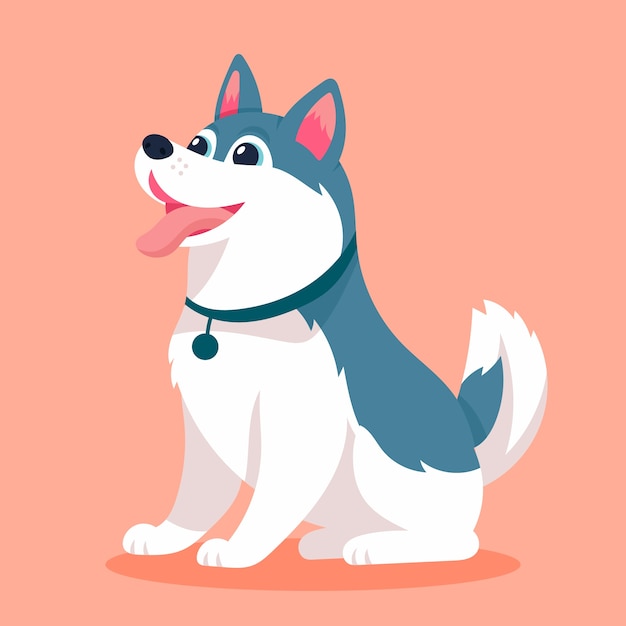 Gratis Vector hand getekend cartoon husky illustratie