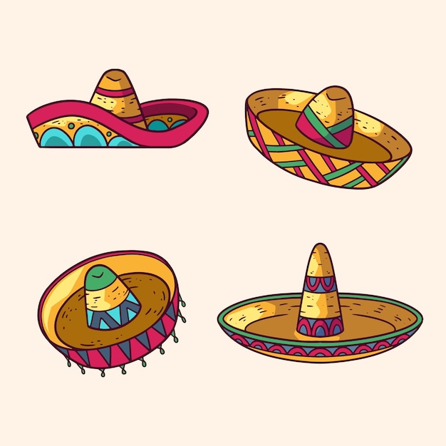 Gratis Vector hand getekend mexicaanse hoed cartoon afbeelding