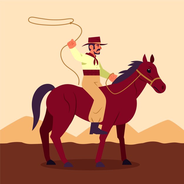 Hand getekende gaucho cowboy illustratie