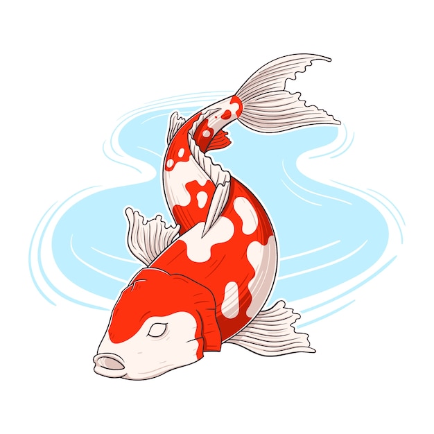 Gratis Vector hand getekende koi illustratie