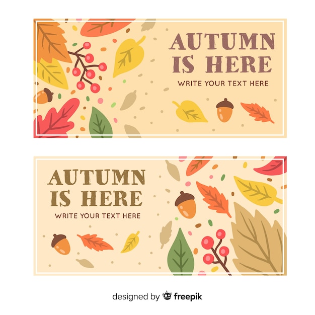 Gratis Vector hand getrokken herfst banners sjabloon