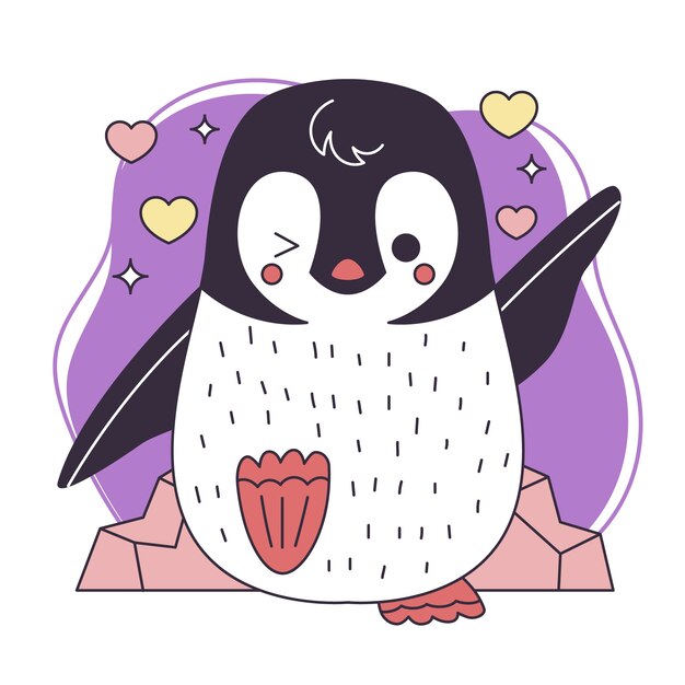 Handgetekende kawaii dierenillustratie