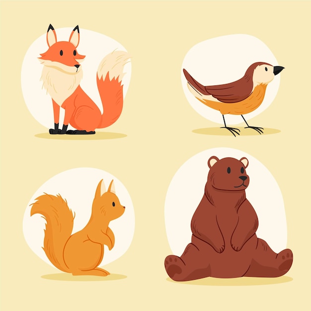 Gratis Vector herfst bos dieren set