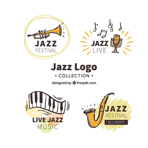 Jazz logo collectie met hand getrokken stijl