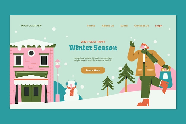 Gratis Vector landing page sjabloon voor het vieren van het winterseizoen