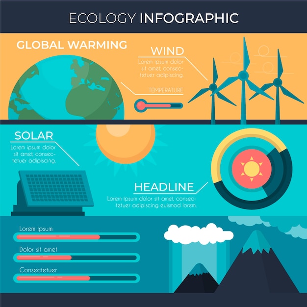 Gratis Vector lat-ecologie infographic met retro kleuren