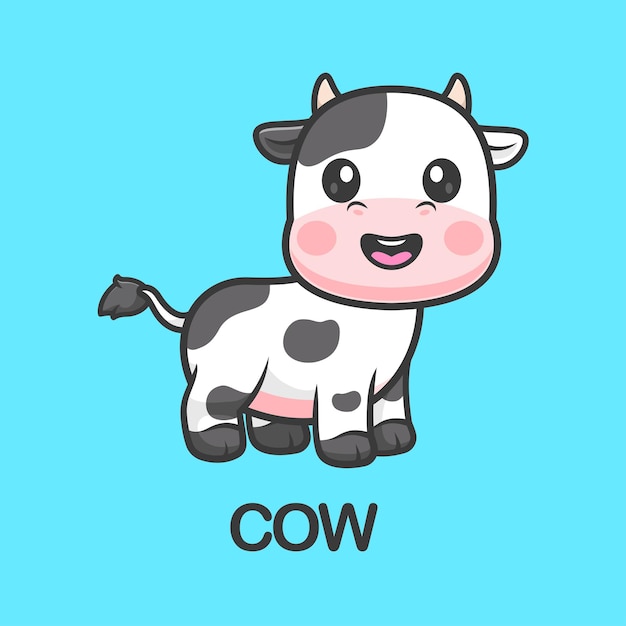 Gratis Vector leuke cow standing cartoon vector icon illustratie dier natuur icon geïsoleerde platte vector