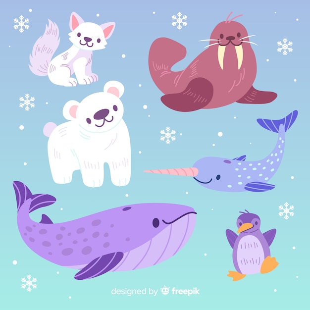 Gratis Vector leuke dierencollectie met grote walvis