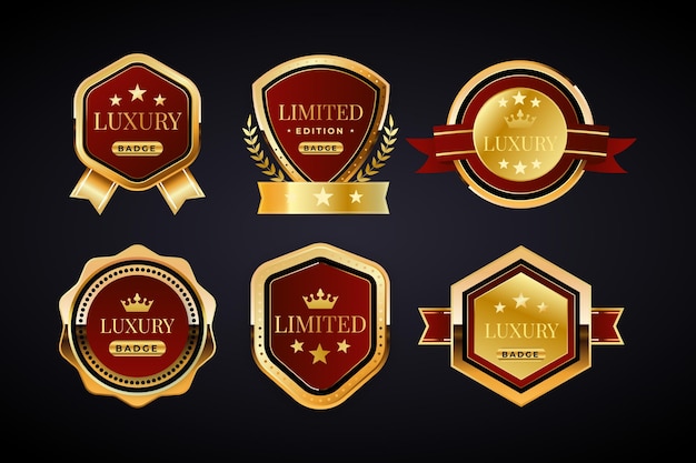 Gratis Vector luxe gouden badges collectie