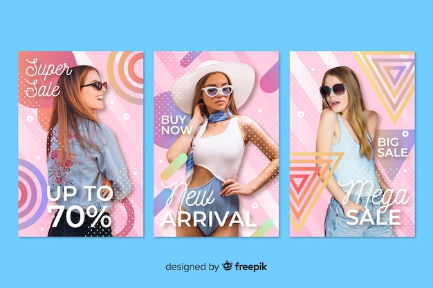 Gratis Vector mode verkoop banners met foto