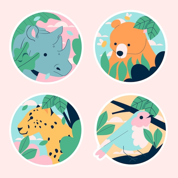 Naïeve verzameling dieren in het wild stickers