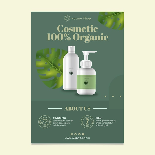 Organische cosmetische verticale flyer-sjabloon