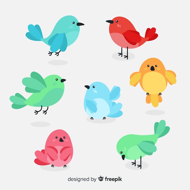 Gratis Vector pack van hand getrokken vogels