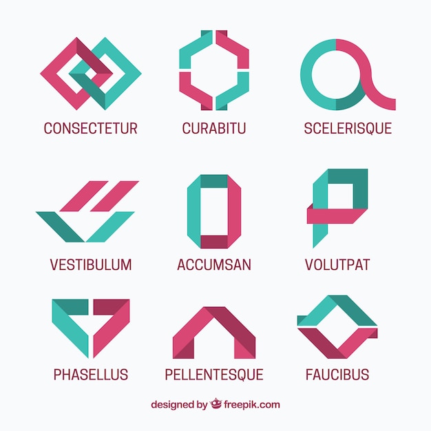 Gratis Vector pak van negen logo&#39;s in minimalistische stijl