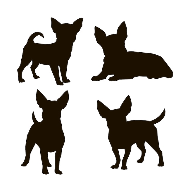 Gratis Vector platte ontwerp chihuahua silhouet