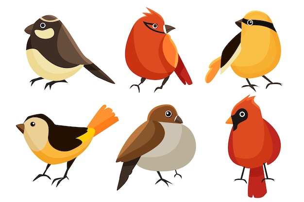 Gratis Vector platte ontwerp kleurrijke robin-collectie