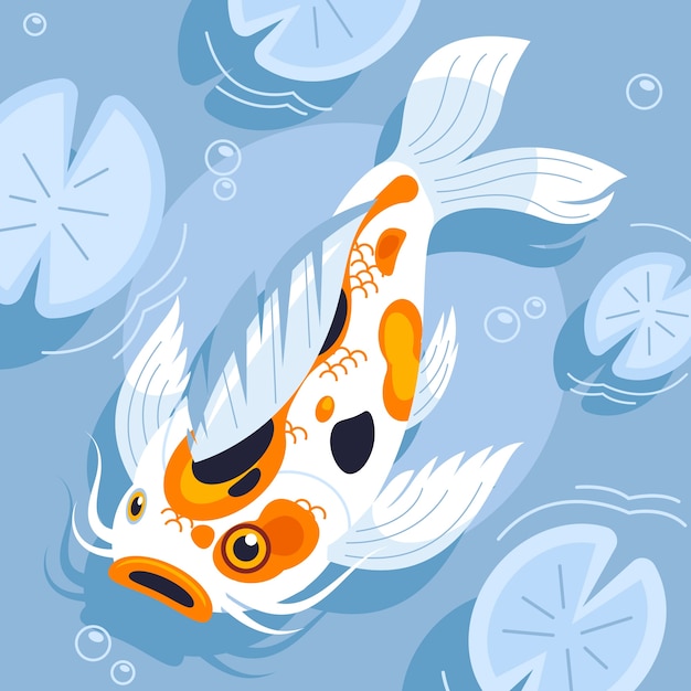 Gratis Vector platte ontwerp koi vissen illustratie