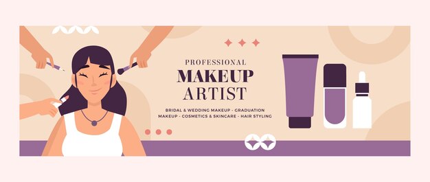 Platte ontwerp minimale make-up artiest twitter header