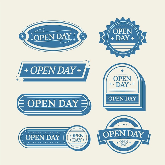 Gratis Vector platte ontwerp open dag badges