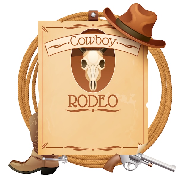 Poster van het rodeo retro wilde westen