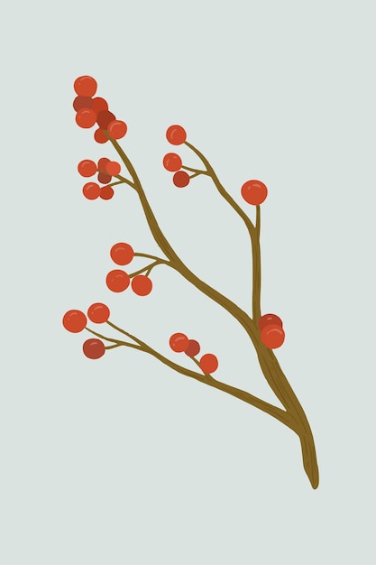 Gratis Vector rode winterberry op een grijze vector als achtergrond