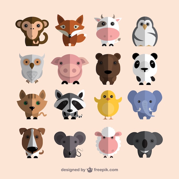 Gratis Vector schattige dieren collectie