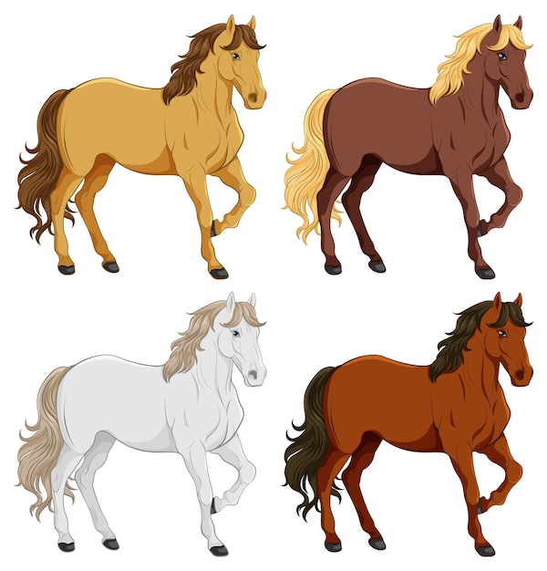 Gratis Vector set van paard cartoon